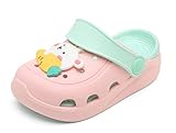  SMajong Zuecos Mules Niño Niña Verano Sandalias de Playa y Piscina Respirable Zapatos de Jardín Antideslizante Zapatillas Rosado 25/26 EU