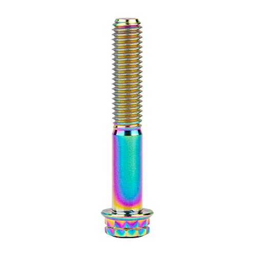 Image of Titanium Flange 12 Point Head M8 x15 20 25 30 35 40 45 50 55 60 65mm Screw Bolt Pack of 4 (M8x45mm, Rainbow)