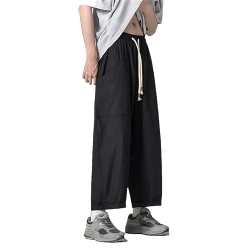 Men Summer Cotton Casual Pants Oversized Wide Leg Pants Loose Pants