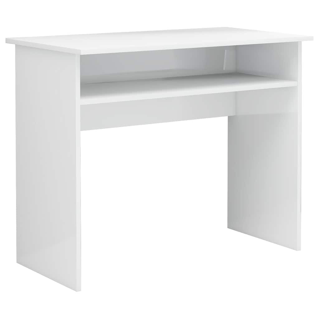 Biurko wysoki połysk białe 90 x 50 x 74 cm materiał drewnopochodny z półką