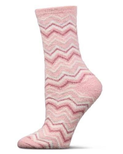MeMoi Women's Zig Zag Stripes Aloe Infused Crew Socks