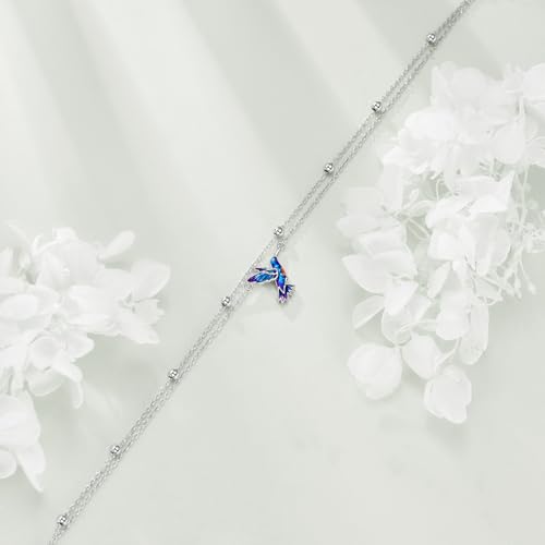 Image of TIGER RIDER Dragonfly Anklet Sterling Silver Dragonfly Gifts Jewelry for Women with Crystal Birthday Anniversary