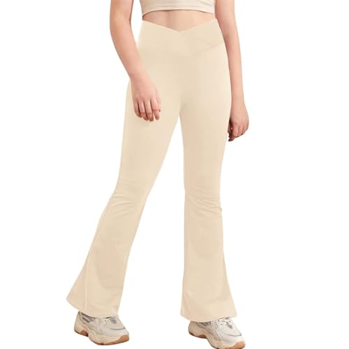 Calça legging flare cintura alta sino calça de ginástica ativa bootcut yoga para crianças adolescent