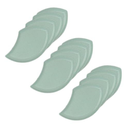 Image of YANCI Lightweight Wheat Straw Appetizer Plates, Reusable Unbeakeable Dinner Plates Set, 18 x 11 cm, Dishwasher & Microwave Safe (Green, Pack of 12)