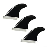 3-Piece Surfboard Fin Set for FCS2 System, Nylon Plastic and Fiberglass Tail Fins, Lightweight and Wear Resistant, Black