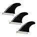 3-Piece Surfboard Fin Set for FCS2 System, Nylon Plastic and Fiberglass Tail Fins, Lightweight and Wear Resistant, Black