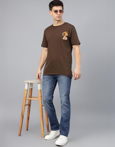 Image of Veirdo Men's T-Shirt Regular Fit Round Neck Pure Cotton Half Sleeve Graphics Printed T-Shirt Different Size Range S to 2XL