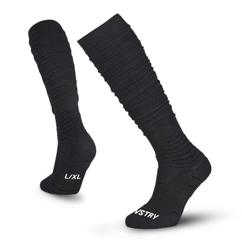 Scrunched Football Socks, Extra Long Cushioned Athletic Socks for Men and Women