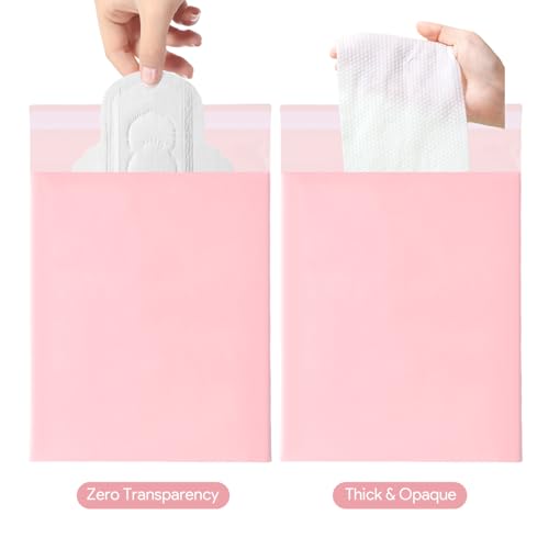 Image of 100 Pcs Sanitary Napkin Disposal Bags, Feminine Hygiene Period Bags for Tampons & Pads, Period Disposal for Teen Girls, Odor Blocker, Leak-Proof Sanitary Storage for Menstrual Products, Light Pink