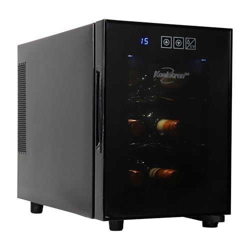 Koolatron Wine Fridge - Wine Cooler, 6 Bottle Cabinet for Champagne, Red & Whitewine, Freestanding Cellar For Bar, Home, Small Kitchen, Double Paned Glass Door