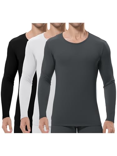 URATOT Men's Thermal Underwear Tops Crewneck Fleece Lined Long Sleeve Tops for Men Base Layer Cold Weather Winter Warm