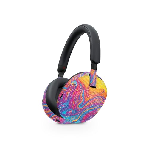 Image of MightySkins Carbon Fiber Skin Compatible with Sony WH-1000XM5 Headphones - Paint Currents | Protective, Durable Textured Carbon Fiber Finish | Easy to Apply