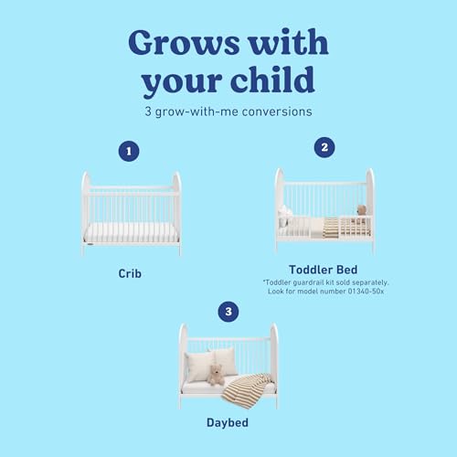 Image of Graco Olivia 3-in-1 Convertible Crib - GREENGUARD Gold Certified, 100% Solid Wood, Fits Standard Baby Crib Mattress, Converts to Toddler Bed and Daybed, 4 Adjustable Mattress Heights (White)