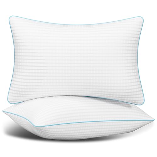 Auranta Bed Pillows Queen Size Set of 2, Soft Fluffy and Supportive Hotel Collection Pillows 2 Pack for Side and Back Sleeper, Filled with Down Alternative Microfiber