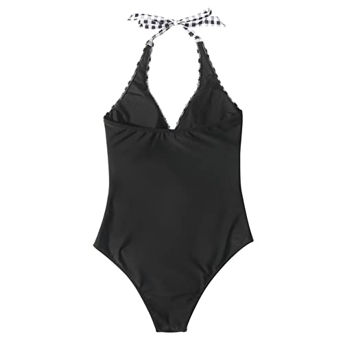 Image of SUUKSESS Women Sexy Tummy Control One Piece Swimsuits Halter Push Up Bathing Suits