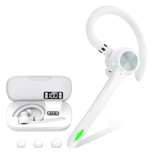 HEIBAS Auriculares Bluetooth, auriculares inalámbricos Bluetooth con funda de carga de 500 mAh, 72 horas de tiempo de conversación, micrófono integrado para iOS y Android, auriculares manos libres