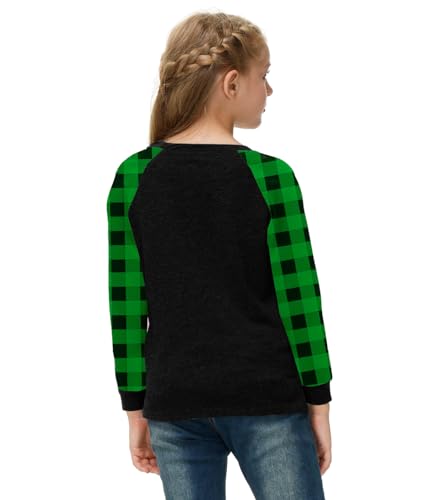 Image of Remimi Girls Thanksgiving Shirts Buffalo Plaid Raglan Tee Cute Turkey Holiday Party Long Sleeve Tshirt 5-14 Years