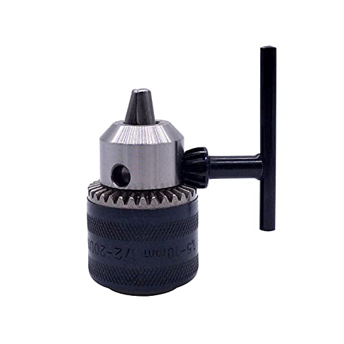 JINGERL 1 stks 1.5-10mm B12 3/8 Thread Drill Chuck Conversion Boor CHUCK 1/2 M12X1.25 Moersleutel in elektrische boor sleutels 3 klauw chuck (Color : 1.5 10mm 24UNF