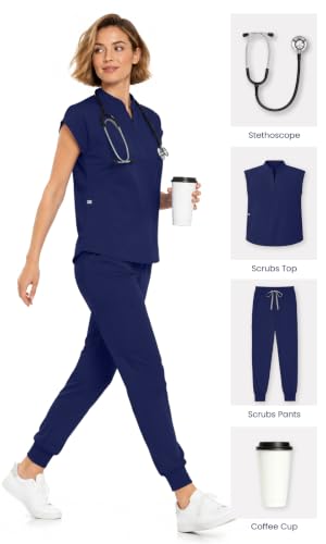Image of Women's Sleeveless Scrub Top, Stand Collar Loose Fit Medical