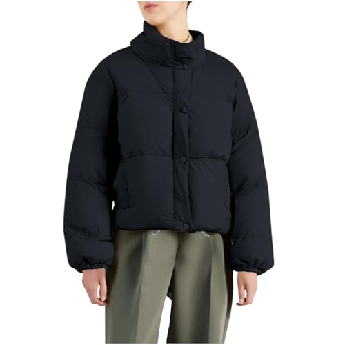 Cropped Jacket Women Lightweight Quilted Bubble Coat Teen Girl Fashion Short Down Jackets Winter Warm Puffy Jackets
