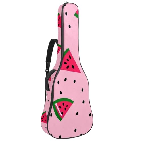 NUEAHEDN 40/41/42-inch Summer Watermelon Donut Acoustic Guitar Bag With Adjustable Shoulder Strap And 2 Storage Bags. Guitar Bag With Back Hanging Loop, Electric, and Classical Guitars