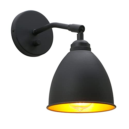 CeilSong Aplique de Pared Industrial, Aplique de Pared Negro Ajustable Vintage, Accesorio de Iluminación de Pared con Interruptor Regulable E27 Rustic Loft Cafe Bar Lámpara de Pared Luces, CESES006 Cover