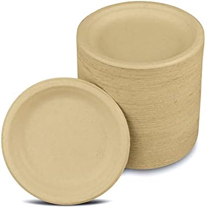 Products, Eco-Friendly (125-Count) 6-Inch Disposable Plates – Compostable, Durable Tableware – Grown & Made in the USA – No PFAS Added (Natural Color)