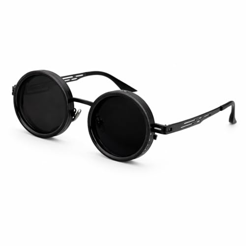 Image of Adjustable Tint Sunglasses, 1-9 Gear Adjustable Polarized Sunglasses with ND Filter Lenses, Round Black Lens for Men & Women, UV Protection for Driving, Fishing, and Outdoor Use.