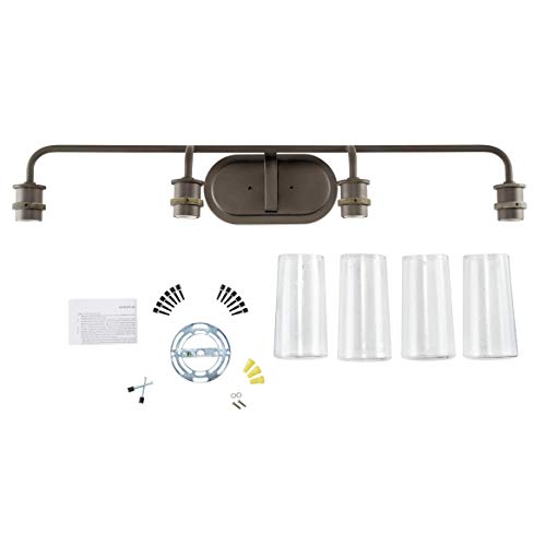 Image of Kichler Braelyn 44 inch 4 Light Vanity Light with Clear Seeded Glass Olde Bronze