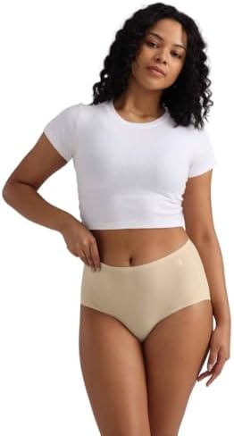 ADIRA | Women Seamless Panties | Sports & Yoga Panty | Collagen-Infused & Seamless | Absorbs 35% Faster | Dries 2X Faster | Ultra-Light | 3° Cooler | Pack of 1 | Skin | 2XS