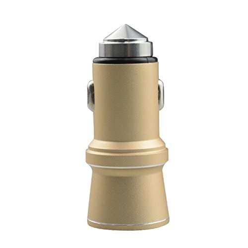 STORE99® SEZU Tower 2nd Generation Aviation Aluminium 1A + 2.1A Dual USB Car Charger with Safety Hammer(Gold)