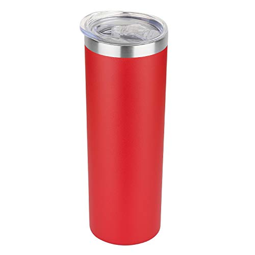 HASLE OUTFITTERS 20oz Stainless Steel Skinny Tumbler with Lid Double Wall Vacuum Slim Water Tumbler Cup Reusable Metal Travel Coffee Mug 1 Pack Red