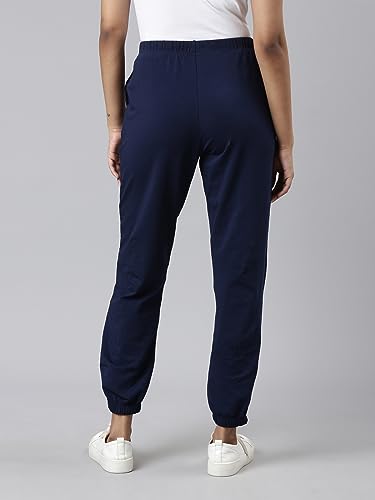 Image of GO COLORS Cotton Stretch Casual Joggers Full Length for Women| Mid Rise