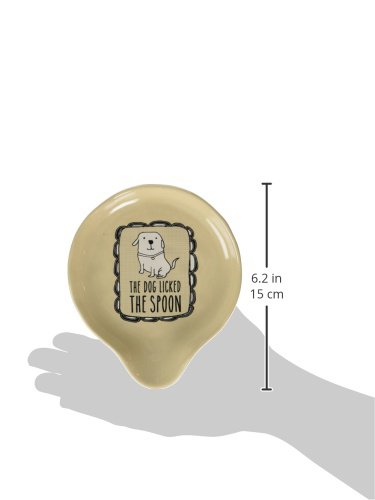 Pavilion Gift Company It's Cats & Dogs-"The Dog Licked The Spoon" Tan Ceramic Spoon Rest, Small, Beige #TOP1