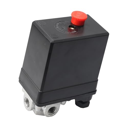 Interruptor de presión Regulador de presión Presostato del Compresor de Aire AC 380V Válvula de control con interruptor de presión para compresor de aire 0-1.5Bar/0-21.75 Psi (4 agujeros)