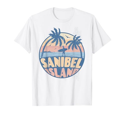 Sanibel Island Florida Beach Surf Verano Vacaciones Vintage Camiseta