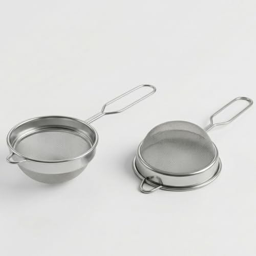 Image of Stainless Steel Tea Strainer 8.5 cm Double Mesh Chalani - Heavy Duty Fine Mesh Tea Filter for Kitchen, Rust Resistant, Easy Clean Tea Siever for Daily Use
