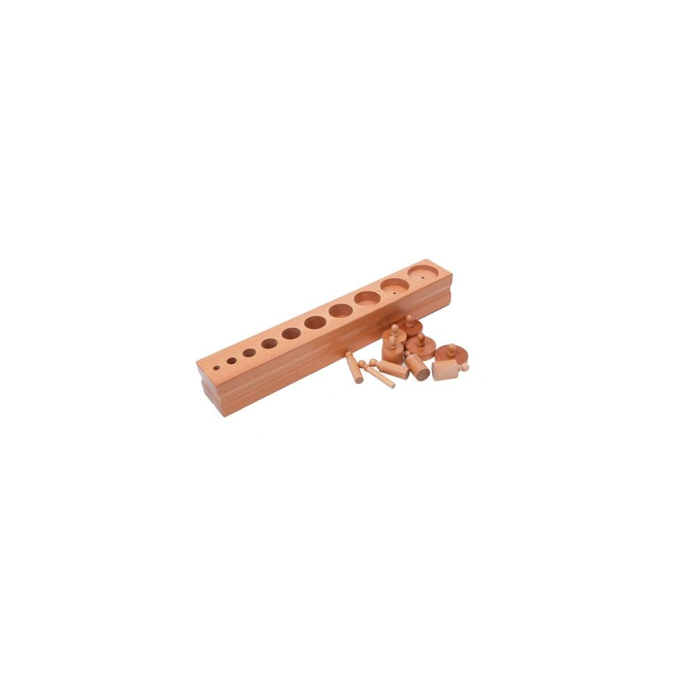 Emboîtements Cylindriques Montessori – Lot de 4 Blocs en Bois Massif – Développement de la Perception Visuelle, du Langage et de la Préhension – Dès 2 Ans et Demi ( A002-3/A019 + J003-4/A020)