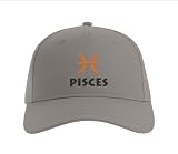 Piscis - Gorra de béisbol bordada con signo del zodiaco y astrología, sombrero de papá, gris claro, talla única