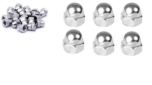 Stainless Steel Cap Nuts Hex Acorn Dome Head M3 M4 M5 M6 M8 M10 Marine Grade Nut for Screws Bolts Fasteners, Rust-Resistant Hardware, DIY Home Improvement Outdoor Projects - Pack of 6 (M4)