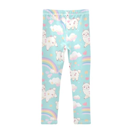 Alpaca Girls' Leggings Toddler Doodles Rainbow Kids Yoga Pants Dance Active Tights 4T2