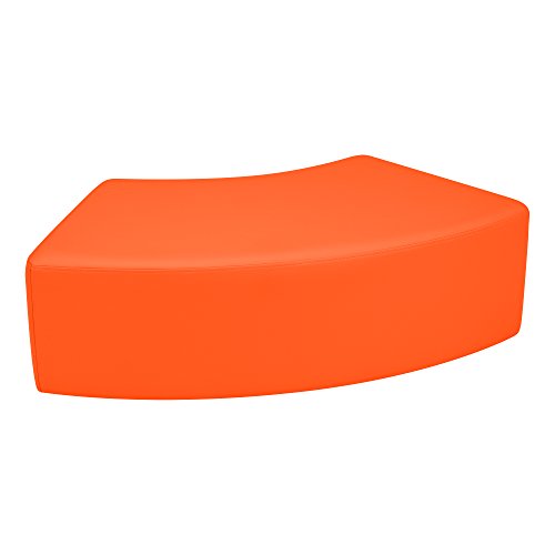 Image of Sprogs 12 inch H Structured S-Curve Stool -Flexible Modular Collaborative Soft Seating for Office, Home, Lounge and School Classrooms with Durable Frame & Set of 2 inch Casters Add-on -Orange