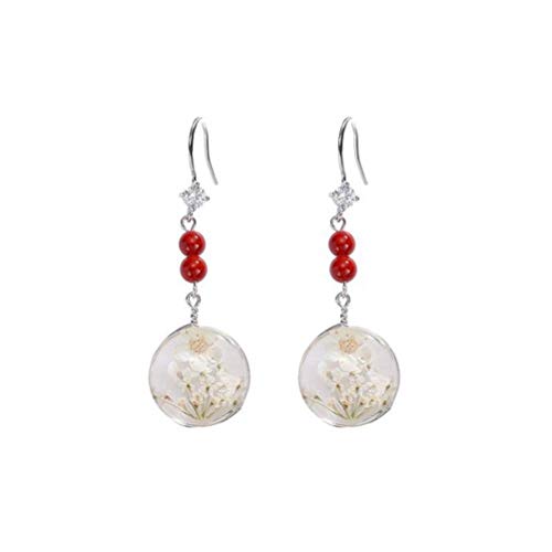 WOZUIMEI S925 Pendientes de Flores Secas de Vidrio Decorativo de Plata Esterlina Estrellas...