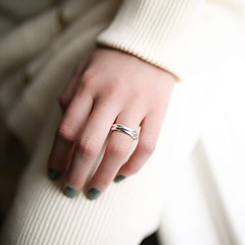 Bestyle Triple Interlocked Rolling Rings Heart Locket Necklace for Women