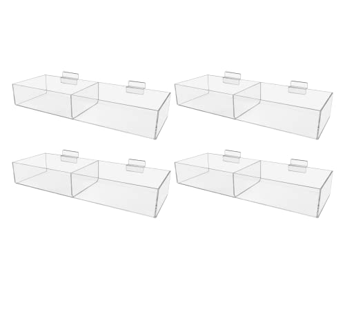 Marketing Holders 4 Pack Slatwall Acrylic Retail Tray Double Compartment 16.75
