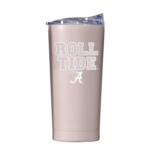 Logo Brands NCAA Alabama Crimson Tide 20oz Stencil Powder Coat Tumbler - Double-Wall Insulated, Non-Slip Base, and High Lip Slider Lid