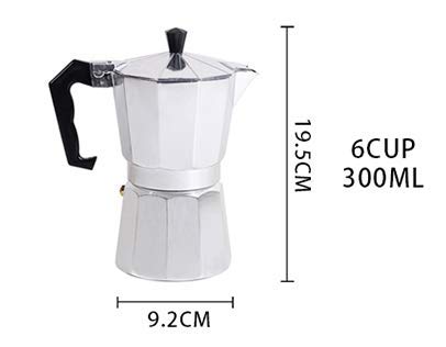 Image of THW Aluminium Italian Espresso Coffee Maker /Filter Coffee Maker Percolator for 6 Cups of Coffee- Moka Pot, 300 ML