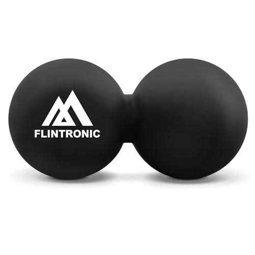 Flintronic Massage Ball, Double Lacrosse Ball, Hard Peanut Massage Ball, for Myofascial Release, Foot, Back, Trigger Point Therapy, Deep Tissue Massage, Black