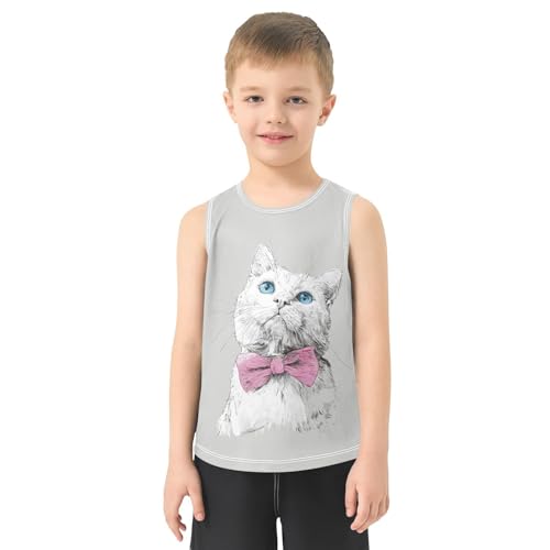 Art Cat Bow Gray Boys Tank Tops Toddler Sleeveless Tank Top Undershirts for 3-15 Years,3T2
