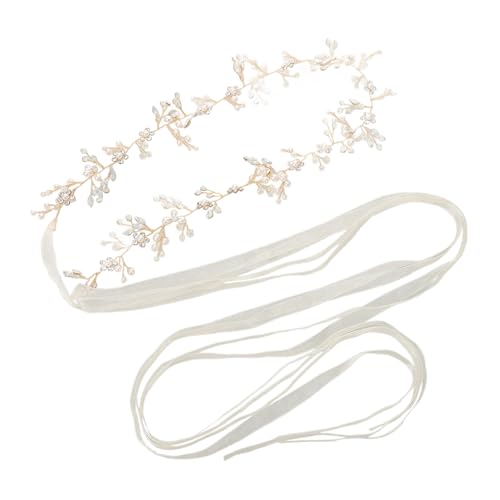 FRCOLOR 1Pc Handmade Pearl Bridal Sash Chain Belt with Flower Accents Elegant Wedding Waist Belt for Brides and Gorgeous Rhinestone Decoration for Special Occasions